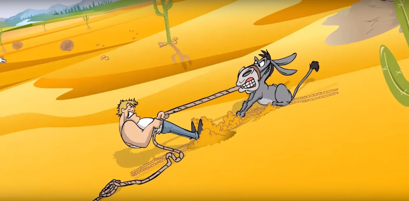 A still from a TV commercial with animation produced by Artie Romero's ARG! studio.